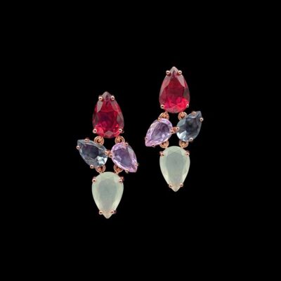 Pendientes Baccara de plata rosa y cuarzos Talismán