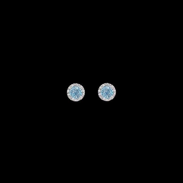 Pendientes Forever de oro blanco, diamantes y topacio azul Privacy