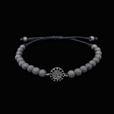 Pulsera Meteora de plata negra y circonitas negras Amaltea