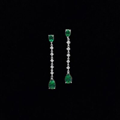 Pendientes Musa de plata y circonitas esmeralda Berganza