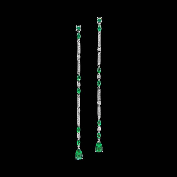 Pendientes Musa de plata y circonitas esmeralda Callas