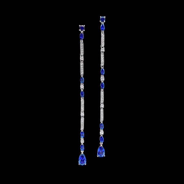 Pendientes Musa de plata y circonitas zafiro Callas