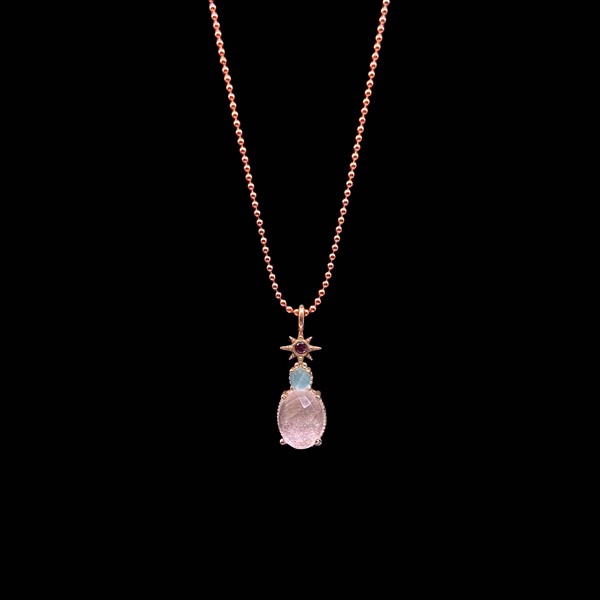 Colgante Havana de plata rosa y cuarzo rosa Marianao