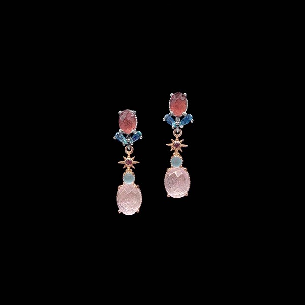 Pendientes Havana de plata rosa y cuarzo rosa Marianao