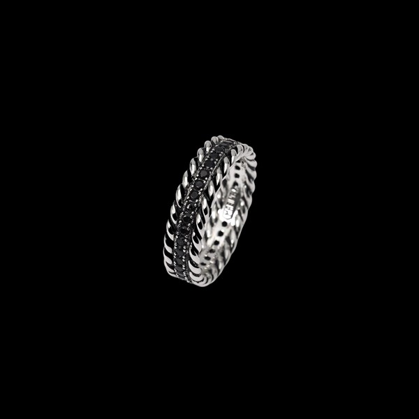 Anillo Dandy de plata y circonitas negras Dean