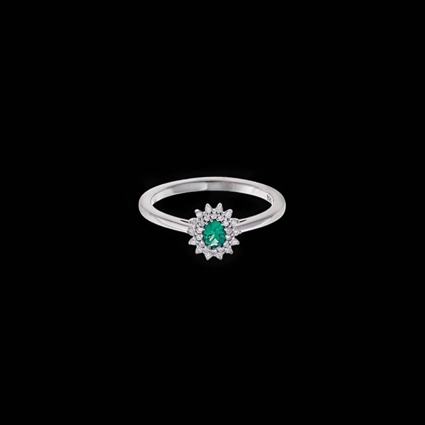 Anillo Musa de plata y circonitas esmeralda Tebaldi