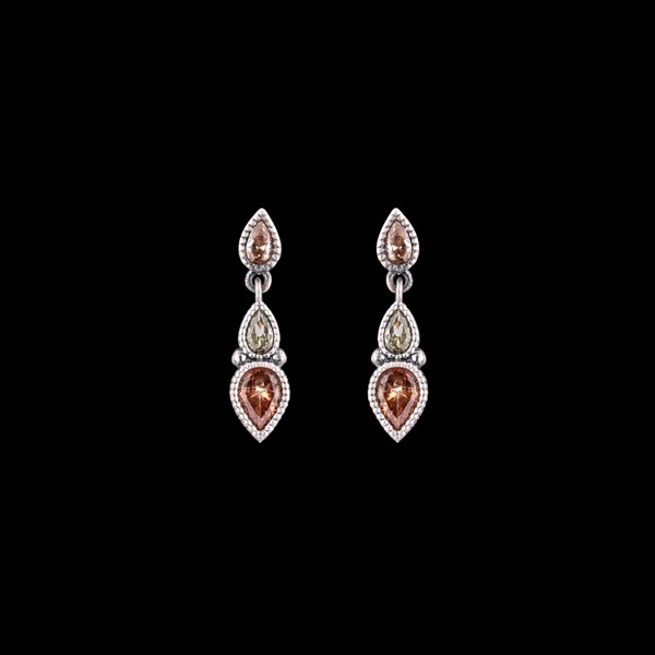 Pendientes Enigma de plata y circonitas champagne Suerte