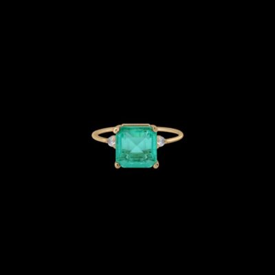 Anillo Petite de oro y cuarzo verde Mistral