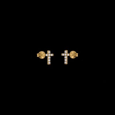 Pendientes Petite de oro Cruz