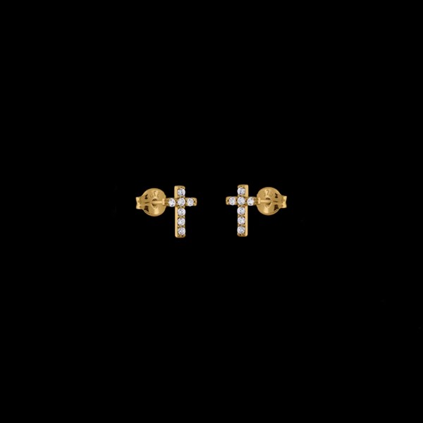 Pendientes Petite de oro Cruz