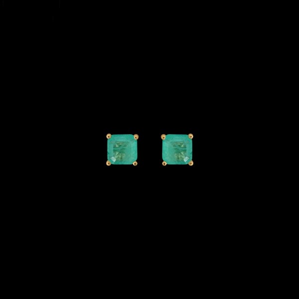 Pendientes Petite de oro y cuarzo verde Mistral