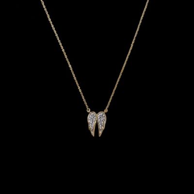 Colgante Delos de plata dorada y circonitas Alas