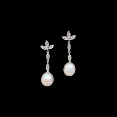 Pendientes Elixir de oro blanco, perlas y diamantes Promesa