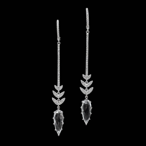Pendientes Elixir de oro blanco, topacios y diamantes Aroma