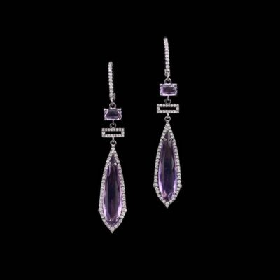 Pendientes Elixir de oro negro, amatistas y diamantes Bruma