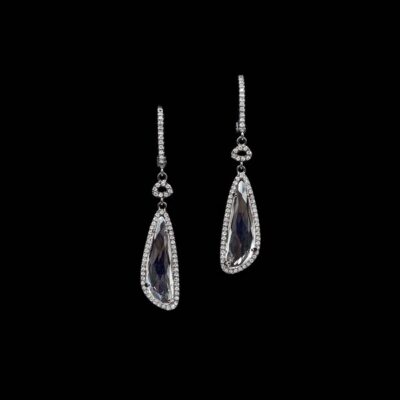 Pendientes Elixir de oro negro, topacios y diamantes Hechizo
