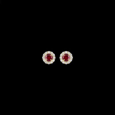 Pendientes Petite de oro, diamantes y rubí Suet
