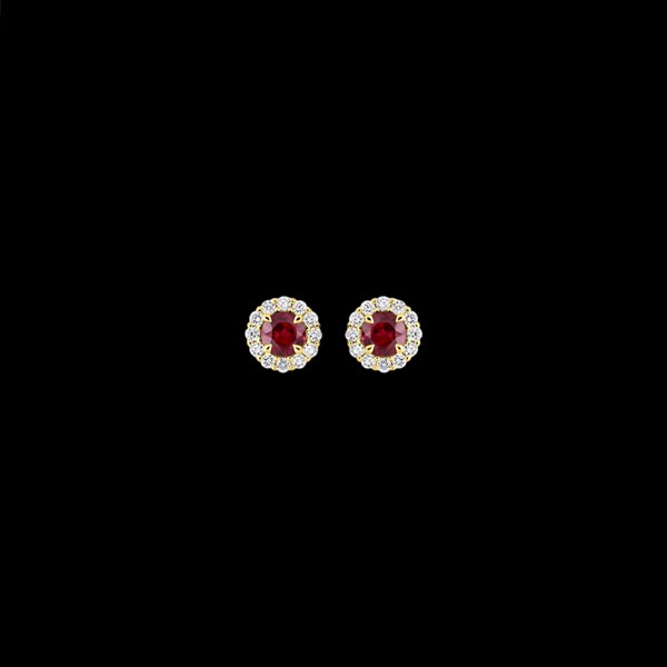 Pendientes Petite de oro, diamantes y rubí Suet