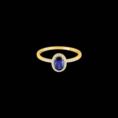 Anillo Petite de oro, diamantes y zafiro Aspre