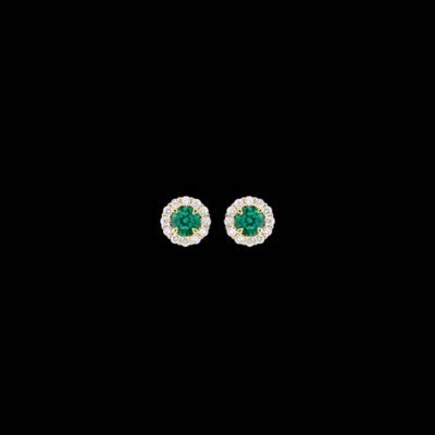Pendientes Petite de oro, diamantes y esmeraldas Suet