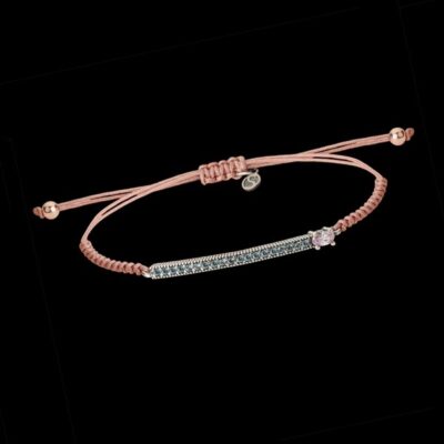 Pulsera Enigma de plata y cuarzo rosa Velo