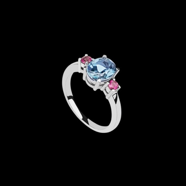 Anillo Gina de plata y topacio London y rosa Porto