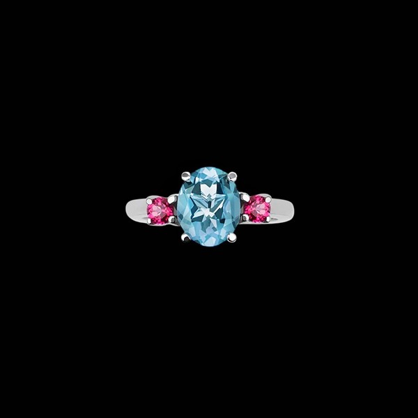 Anillo Gina de plata y topacio London y rosa Porto