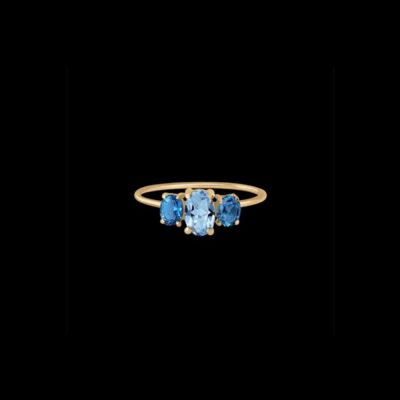 Anillo Petite de oro, topacio London y aguamarina Sirocco