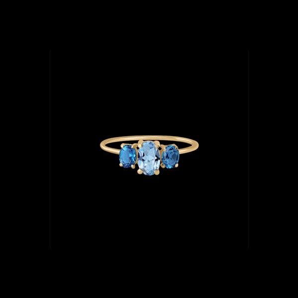 Anillo Petite de oro, topacio London y aguamarina Sirocco