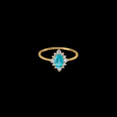 Anillo Petite de oro y topacio Paraiba Galerne