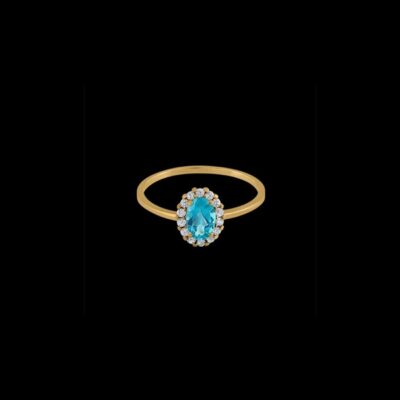 Anillo Petite de oro y topacio Paraiba Tramontane