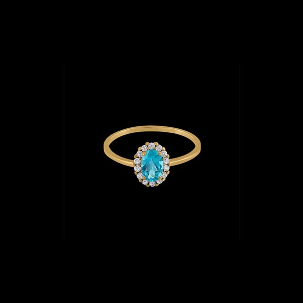 Anillo Petite de oro y topacio Paraiba Tramontane