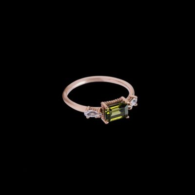 Anillo Havana de plata rosa y peridoto Runas