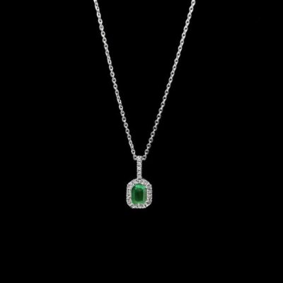 Colgante Forever de oro blanco, diamantes y esmeralda Colony