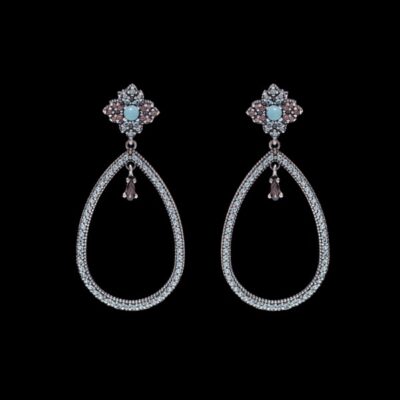 Pendientes Enigma de plata y cuarzo aguamarina Mirage