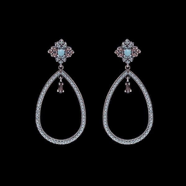 Pendientes Enigma de plata y cuarzo aguamarina Mirage