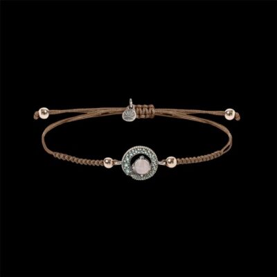 Pulsera Enigma de plata y cuarzo rosa Eclipse