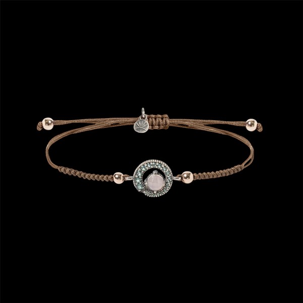 Pulsera Enigma de plata y cuarzo rosa Eclipse
