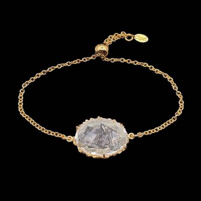 Pulsera Oniria de plata dorada y cuarzo blanco Delirio