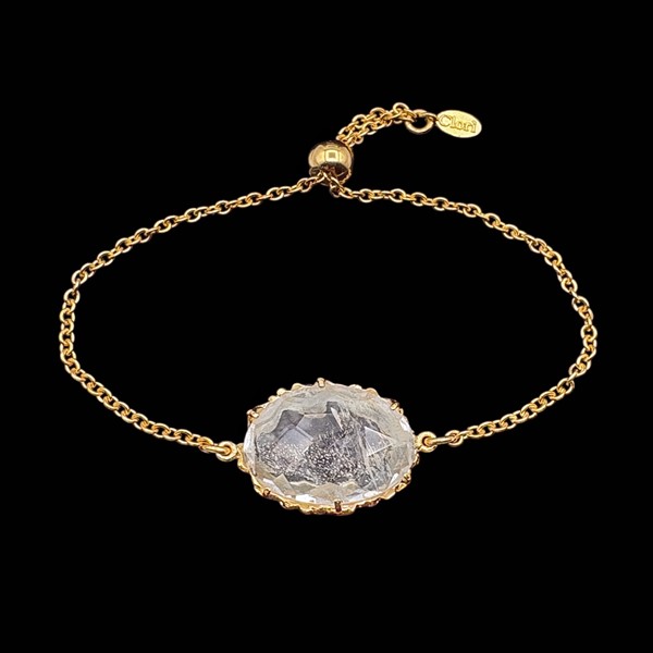 Pulsera Oniria de plata dorada y cuarzo blanco Delirio Pulsera Oniria de plata dorada y cuarzo blanco Delirio