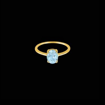 Anillo Petite de oro y aguamarina Grégale