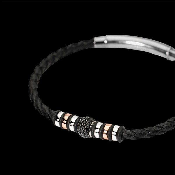 Pulsera Dandy de plata y piel Monty Pulsera Dandy de plata y piel Monty