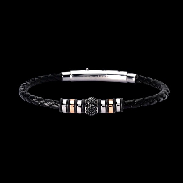 Pulsera Dandy de plata y piel Monty Pulsera Dandy de plata y piel Monty