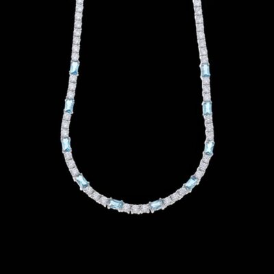 Collar Musa de plata y circonitas aguamarina Norma