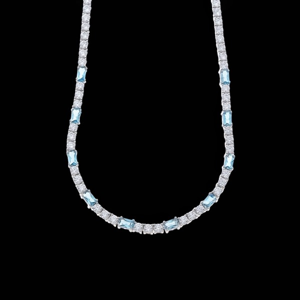 Collar Musa de plata y circonitas aguamarina Norma