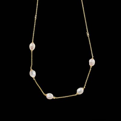 Collar Delos de plata dorada y perlas Kasos