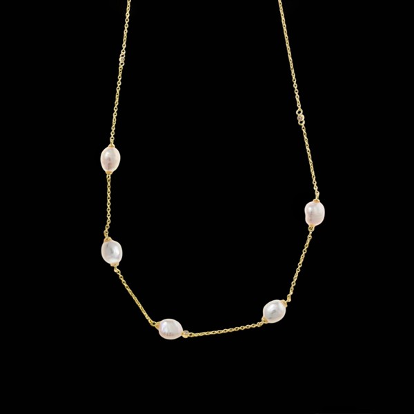 Collar Delos de plata dorada y perlas Kasos