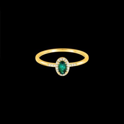 Anillo Petite de oro, diamantes y esmeralda Kornog