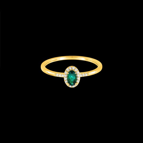 Anillo Petite de oro, diamantes y esmeralda Kornog