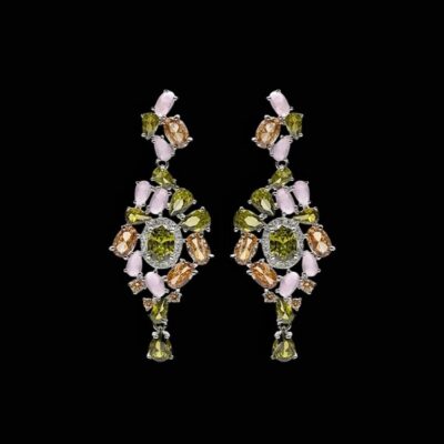 Pendientes Baccara de plata y cuarzos Cavalier